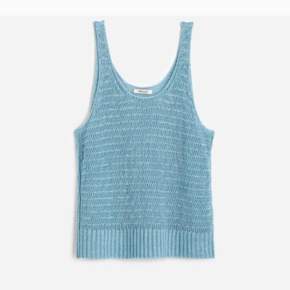 Madewell Linen Mulberry Dusty Agua Blue Sweater Tank NV241 NWT XS